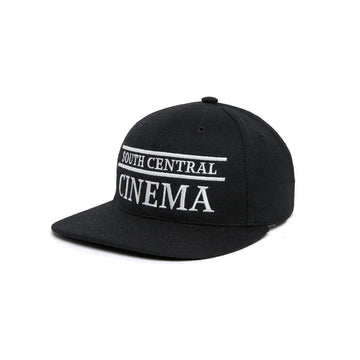 Black cap with 'South Central Cinema' text on a white background